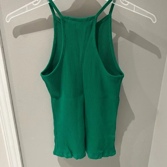 Green Women’s Ribbed Tank Top - Picture 2 of 3